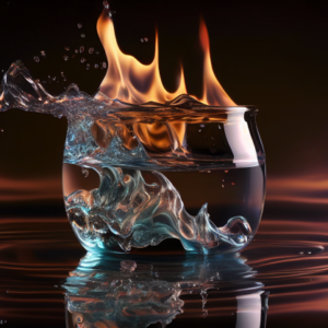 Image of art with fire and water