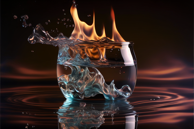Image of art with fire and water