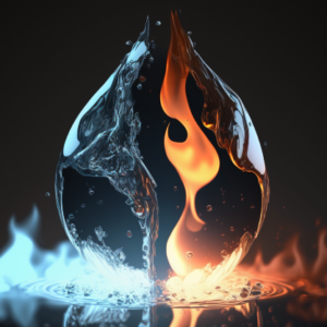 Yin & Yan inspired fire and water art poster